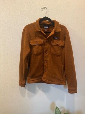Patagonia Men's Rust Brown Button-Up Fleece Shirt Jacket